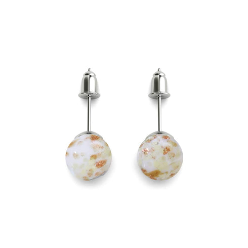 Ivory | .925 Sterling Silver | Firefly Glass Stud Earrings