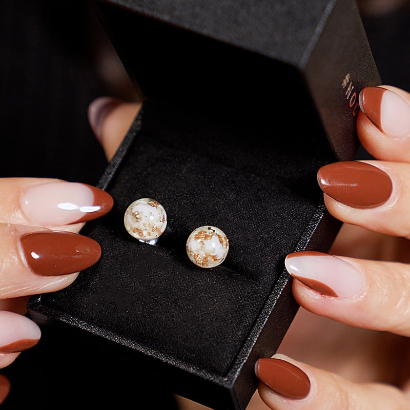 Ivory | .925 Sterling Silver | Firefly Glass Stud Earrings