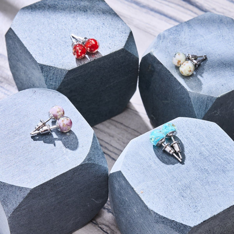 Ivory | .925 Sterling Silver | Mini Firefly Glass Stud Earrings