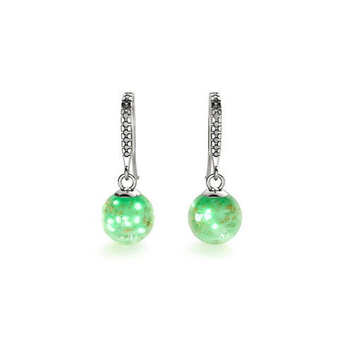 Kiwi | .925 Sterling Silver | Firefly Glass Huggie Earrings