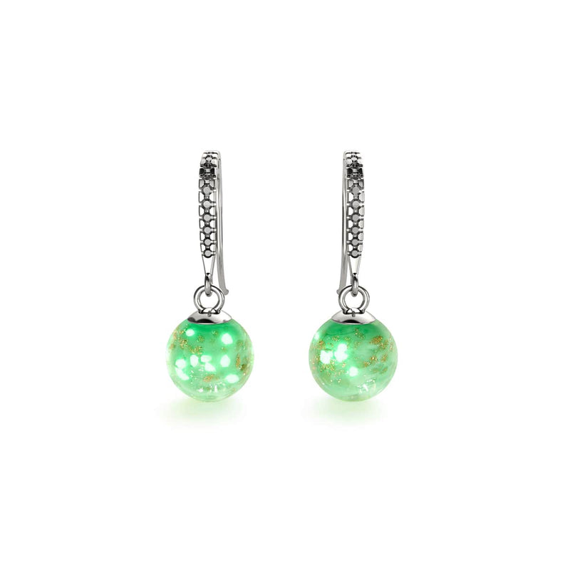 Kiwi | .925 Sterling Silver | Firefly Glass Huggie Earrings