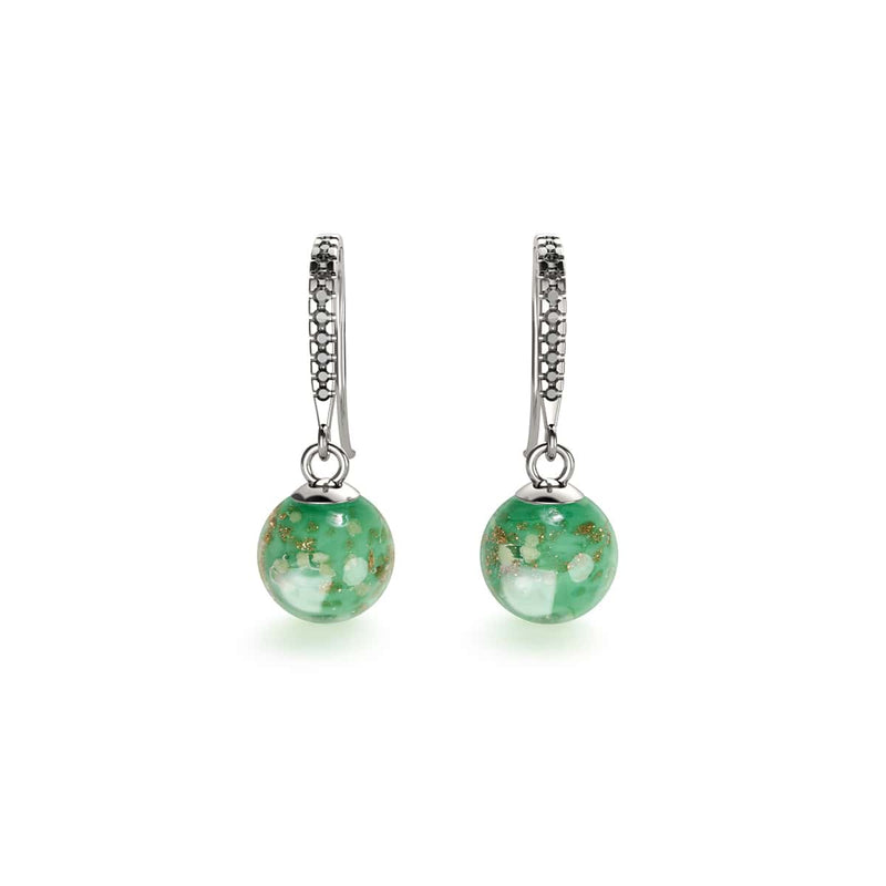 Kiwi | .925 Sterling Silver | Firefly Glass Huggie Earrings