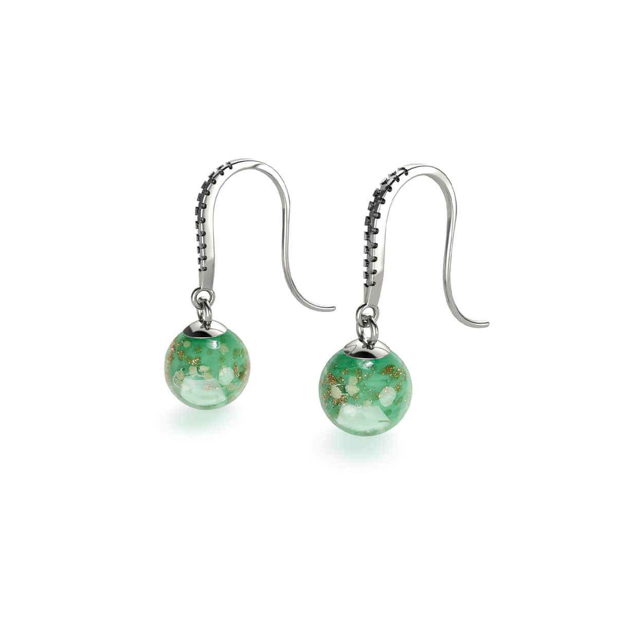 Kiwi | .925 Sterling Silver | Firefly Glass Huggie Earrings