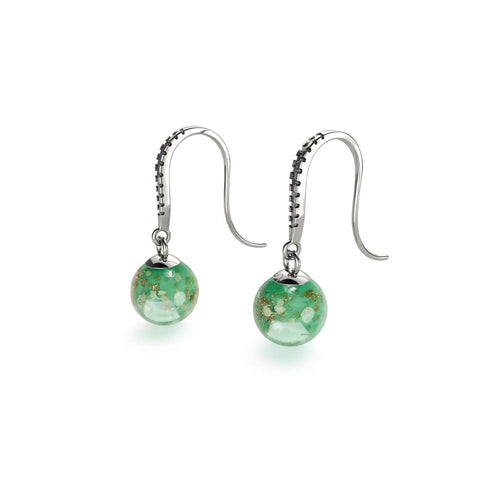 Kiwi | .925 Sterling Silver | Firefly Glass Huggie Earrings