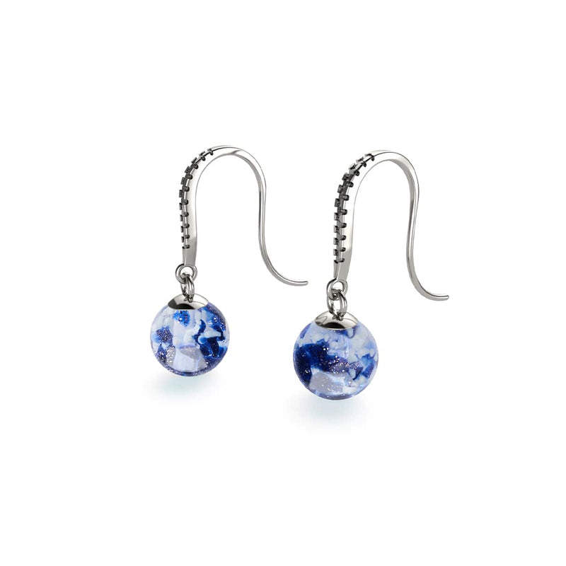 Lapis Flame | .925 Sterling Silver | Firefly Glass Huggie Earrings