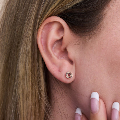 Merlot | .925 Sterling Silver | Mini Firefly Glass Stud Earrings