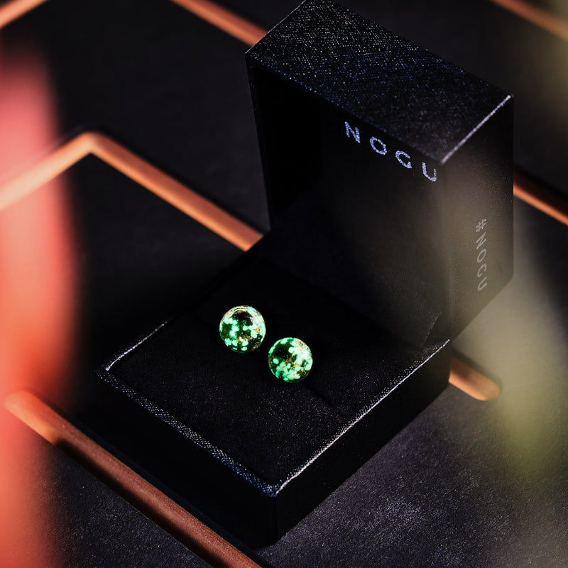 Obsidian | .925 Sterling Silver | Firefly Glass Stud Earrings