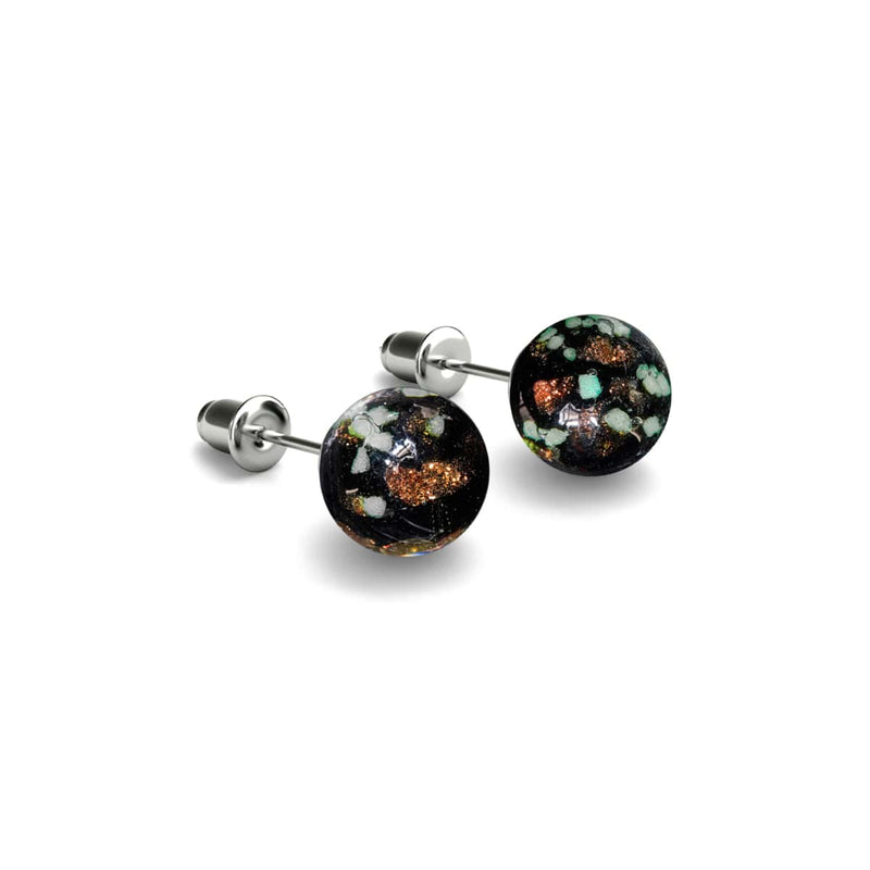 Obsidian | .925 Sterling Silver | Firefly Glass Stud Earrings