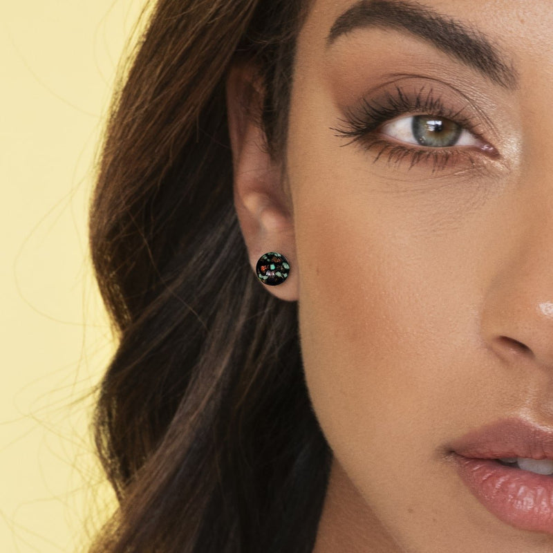 Obsidian | .925 Sterling Silver | Firefly Glass Stud Earrings
