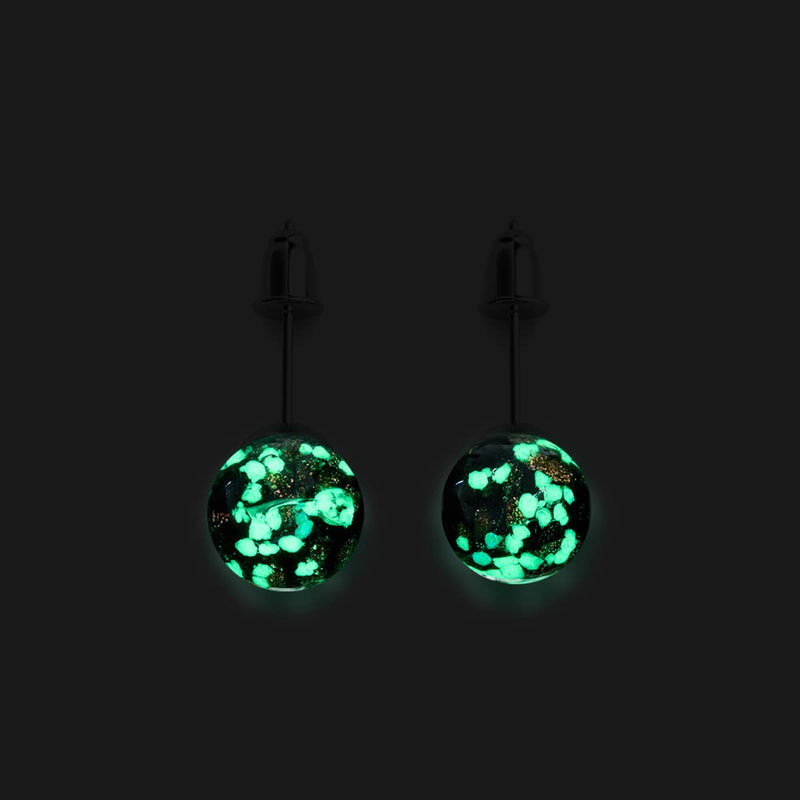 Obsidian | .925 Sterling Silver | Firefly Glass Stud Earrings