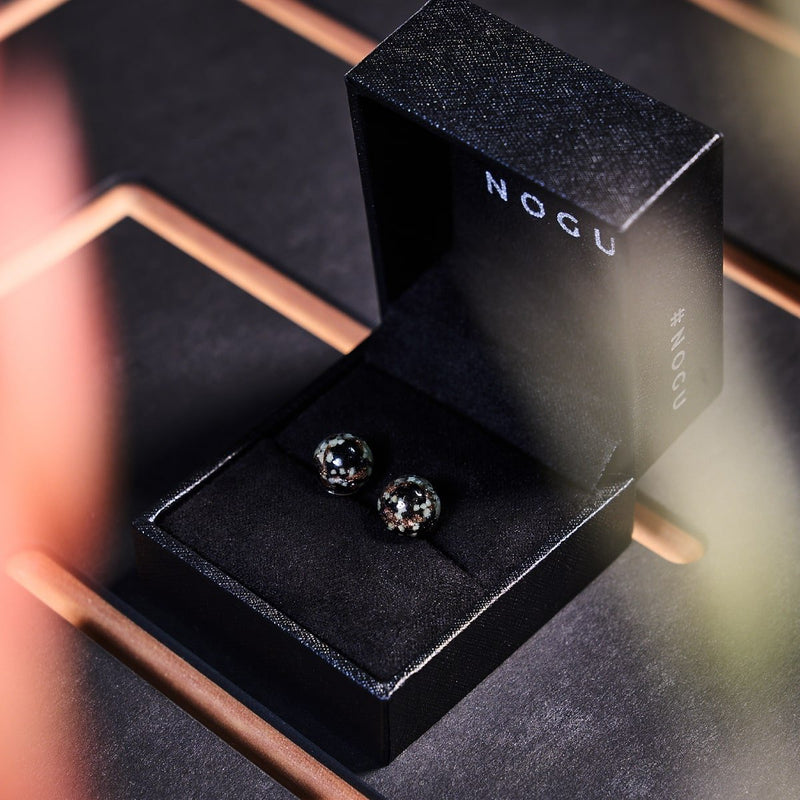 Obsidian | .925 Sterling Silver | Firefly Glass Stud Earrings