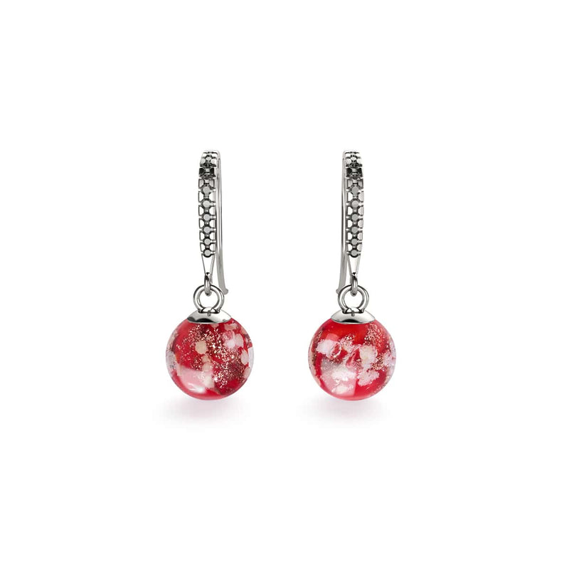 Ruby | .925 Sterling Silver | Firefly Glass Huggie Earrings