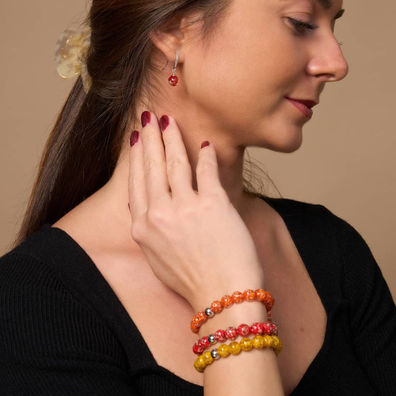 Ruby | .925 Sterling Silver | Firefly Glass Huggie Earrings