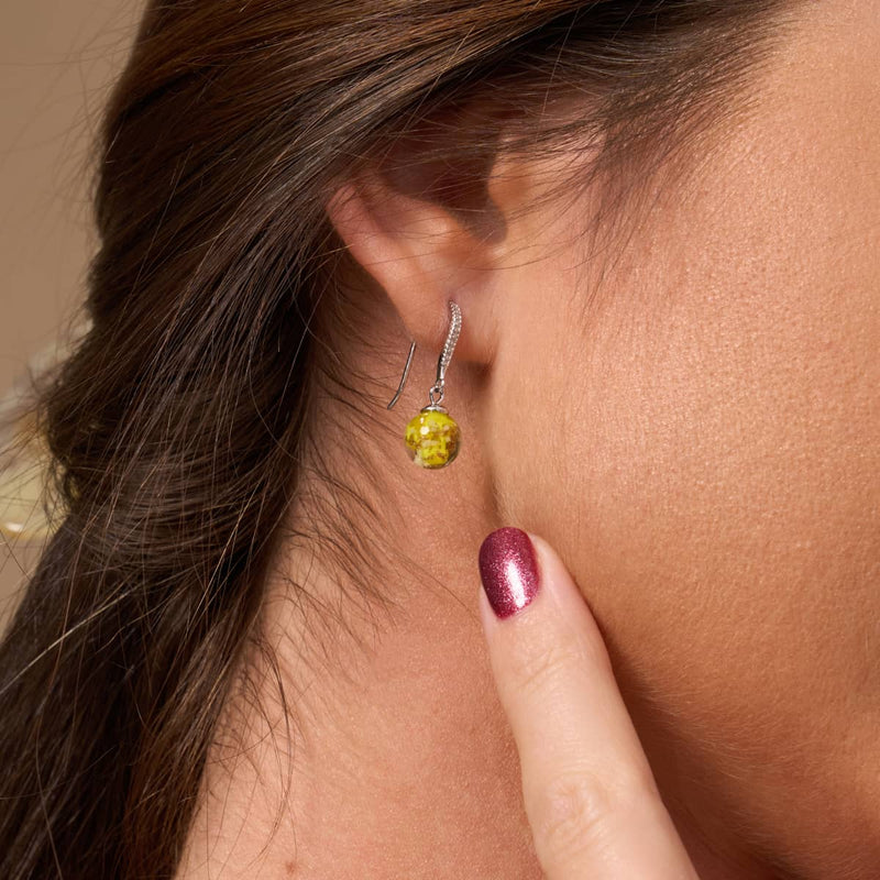 Saffron | .925 Sterling Silver | Firefly Glass Huggie Earrings