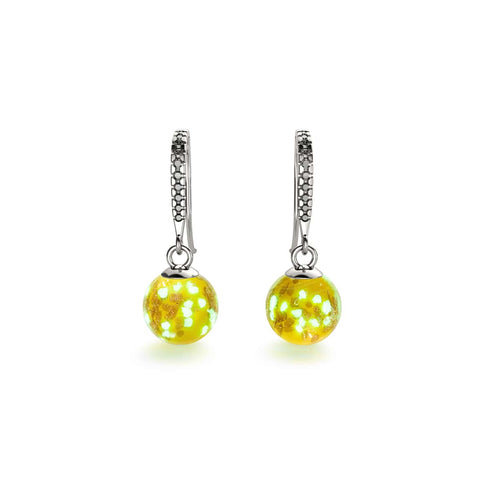 Saffron | .925 Sterling Silver | Firefly Glass Huggie Earrings