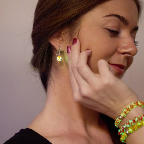 Tangerine | .925 Sterling Silver | Firefly Glass Huggie Earrings