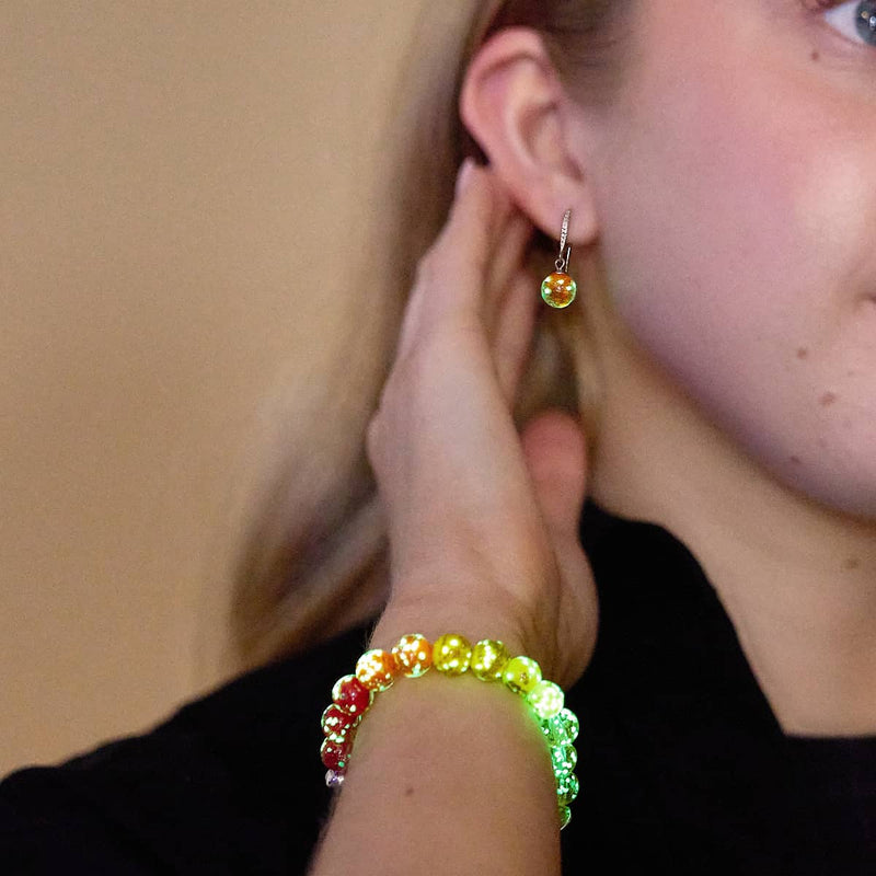 Tangerine | .925 Sterling Silver | Firefly Glass Huggie Earrings