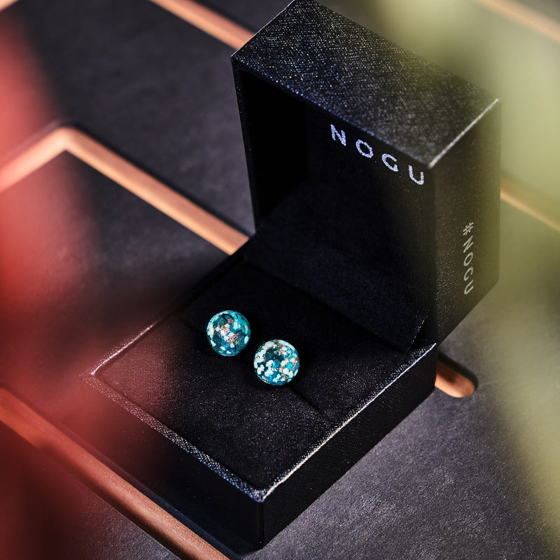 Teal | .925 Sterling Silver | Firefly Glass Stud Earrings