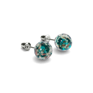 Teal | .925 Sterling Silver | Firefly Glass Stud Earrings