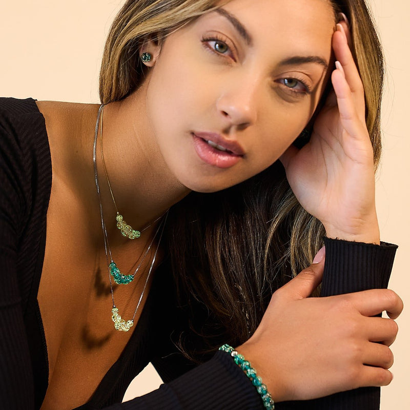 Alabaster | .925 Sterling Gold Vermeil | Firefly Glass Infinity Clasp Necklace