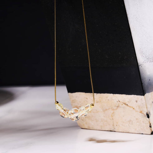 Alabaster | .925 Sterling Gold Vermeil | Firefly Glass Infinity Clasp Necklace