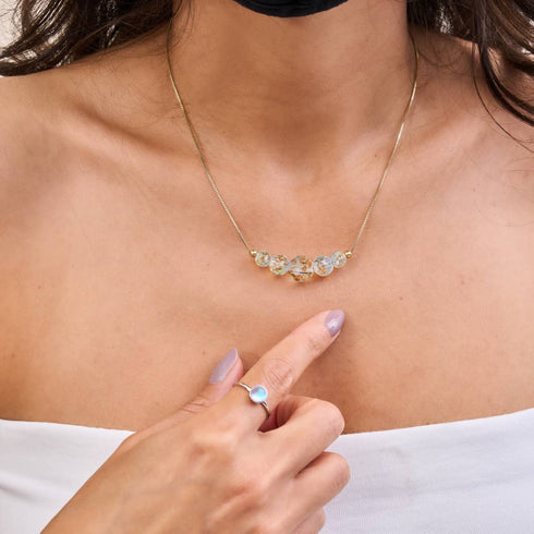 Alabaster | .925 Sterling Gold Vermeil | Firefly Glass Infinity Clasp Necklace