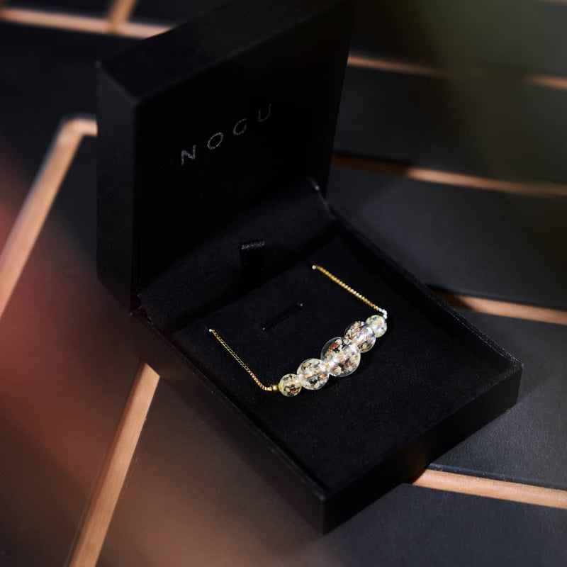 Alabaster | .925 Sterling Gold Vermeil | Firefly Glass Infinity Clasp Necklace