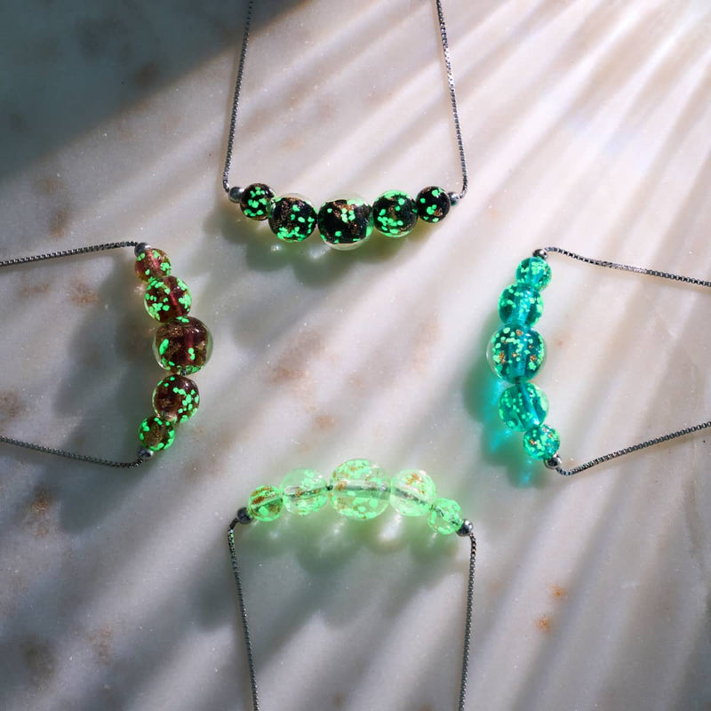 Alabaster | .925 Sterling Gold Vermeil | Firefly Glass Infinity Clasp Necklace