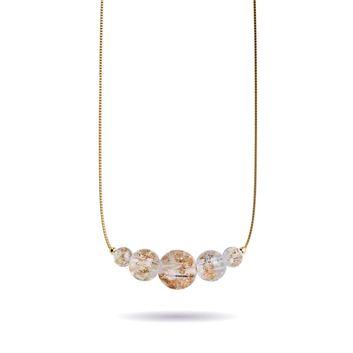 Alabaster | .925 Sterling Gold Vermeil | Firefly Glass Infinity Clasp Necklace