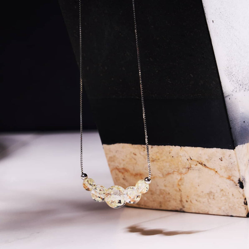 Alabaster | .925 Sterling Silver | Firefly Glass Infinity Clasp Necklace