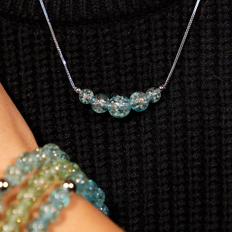 Arctic Blue | .925 Sterling Silver | Firefly Glass Infinity Clasp Necklace