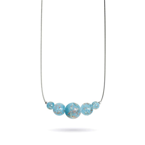 Cerulean | .925 Sterling Silver | Firefly Glass Infinity Clasp Necklace