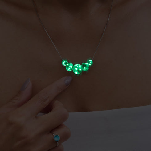 Cerulean | .925 Sterling Silver | Firefly Glass Infinity Clasp Necklace