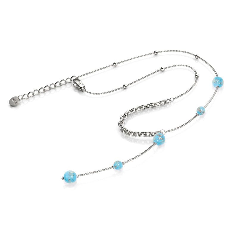 Cerulean | Silver | Firefly Glass Cascade Double Pendant