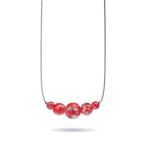 Crimson | .925 Sterling Silver | Firefly Glass Infinity Clasp Necklace
