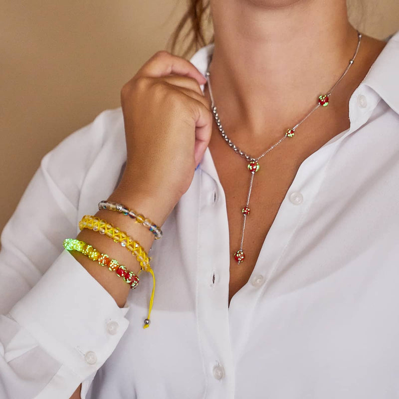 Crimson | Silver | Firefly Glass Cascade Double Pendant