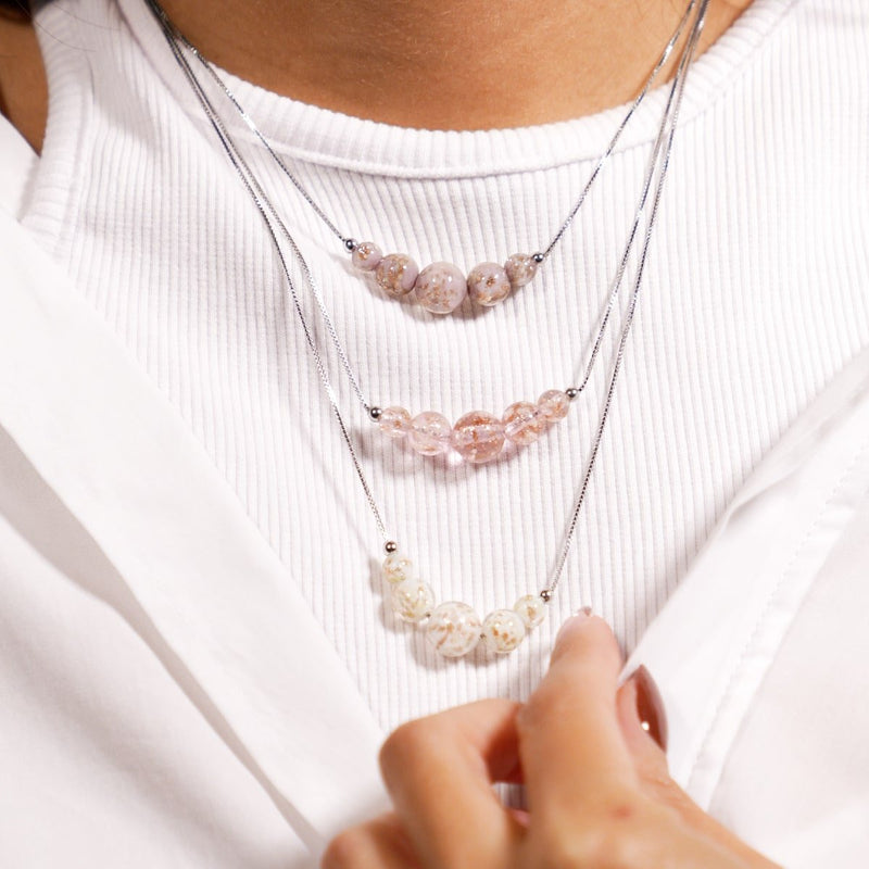 Ivory | .925 Sterling Silver | Firefly Glass Infinity Clasp Necklace