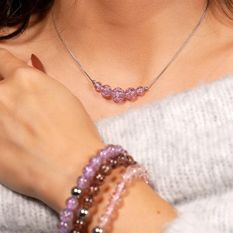 Lilac | .925 Sterling Silver | Firefly Glass Infinity Clasp Necklace