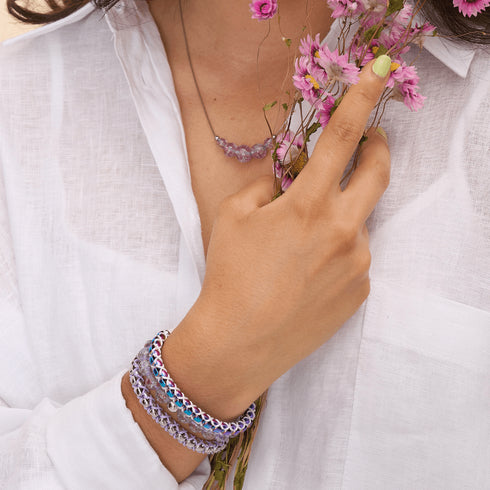 Lilac | .925 Sterling Silver | Firefly Glass Infinity Clasp Necklace