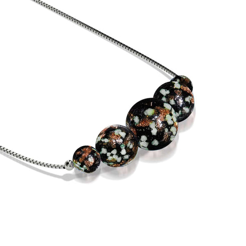Obsidian | .925 Sterling Silver | Firefly Glass Infinity Clasp Necklace