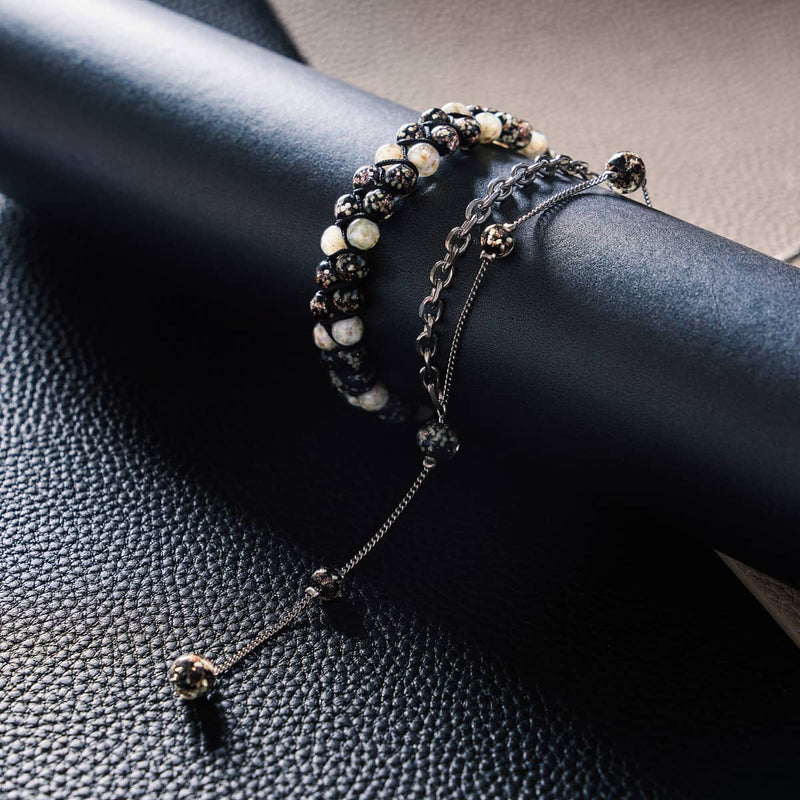 Obsidian | Silver | Firefly Glass Cascade Double Pendant