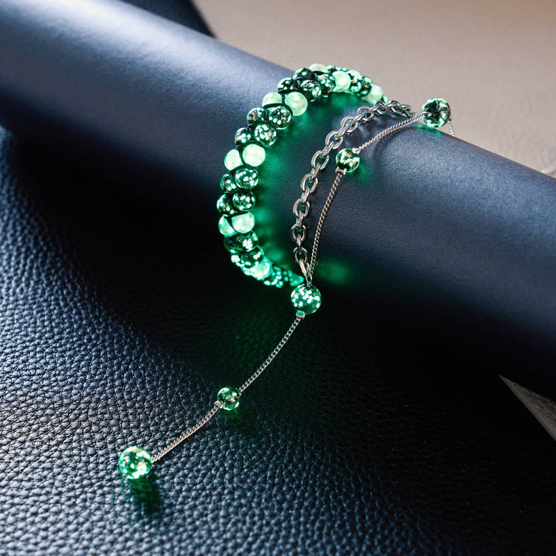 Obsidian | Silver | Firefly Glass Cascade Double Pendant