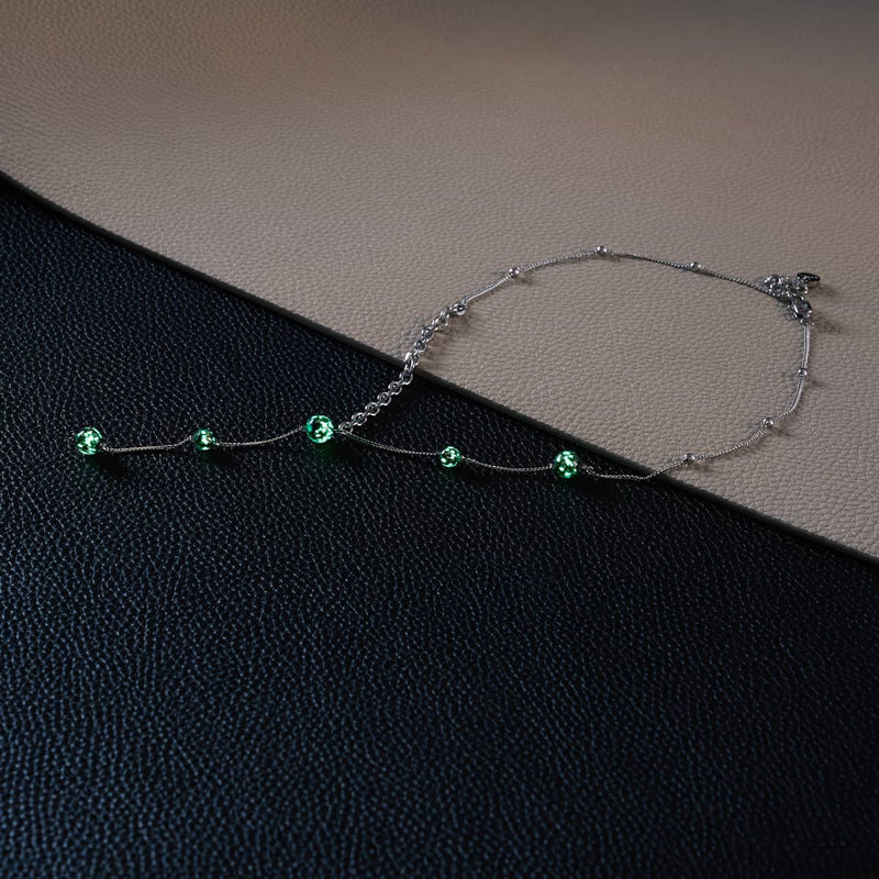 Obsidian | Silver | Firefly Glass Cascade Double Pendant