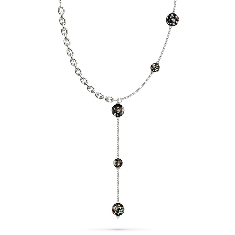 Obsidian | Silver | Firefly Glass Cascade Double Pendant