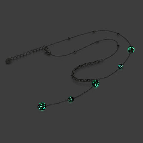 Obsidian | Silver | Firefly Glass Cascade Double Pendant