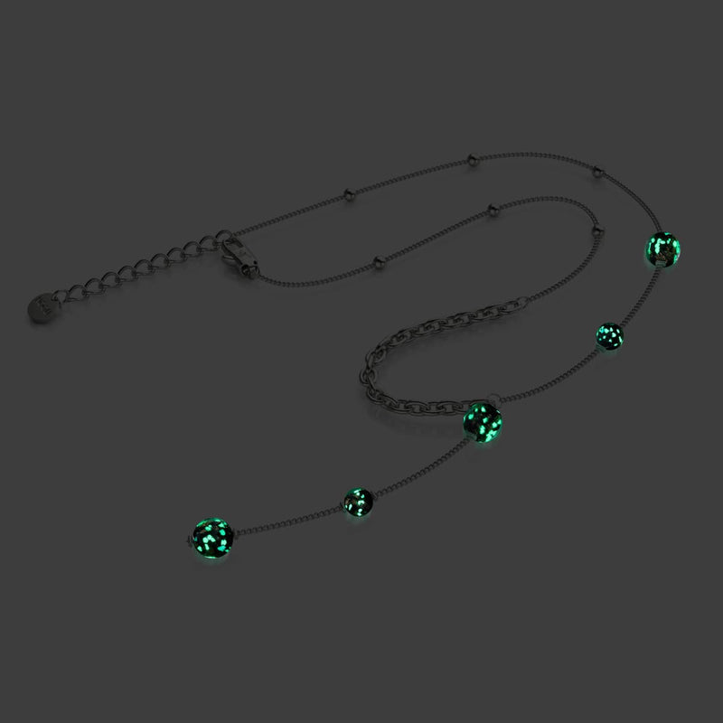 Obsidian | Silver | Firefly Glass Cascade Double Pendant