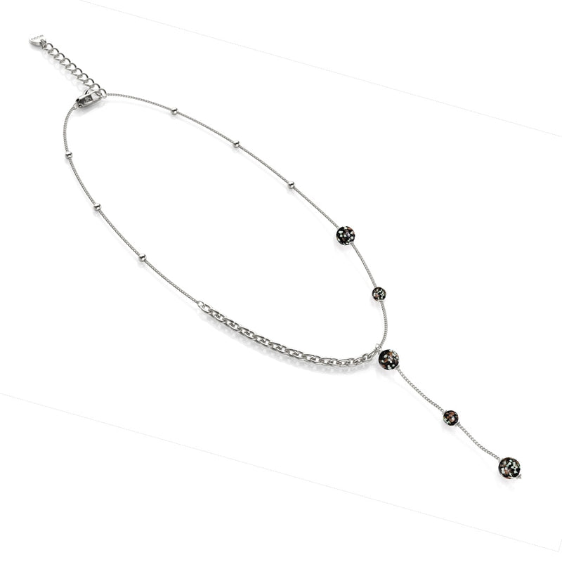 Obsidian | Silver | Firefly Glass Cascade Double Pendant