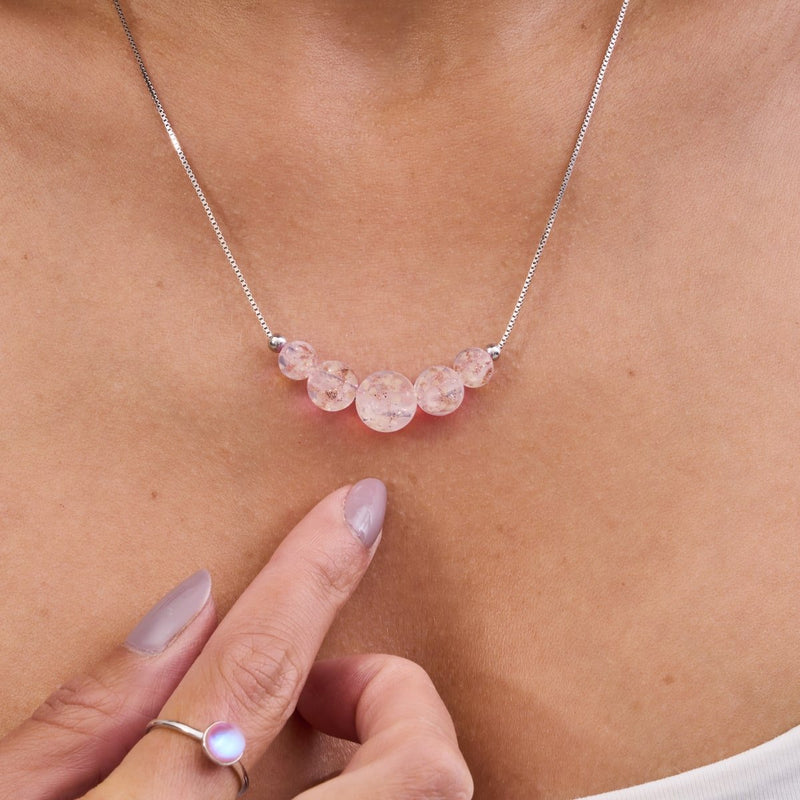 Rosewater | .925 Sterling Silver | Firefly Glass Infinity Clasp Necklace