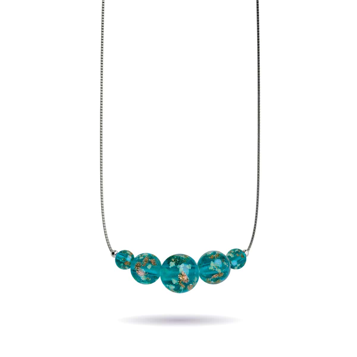 Teal | .925 Sterling Silver | Firefly Glass Infinity Clasp Necklace