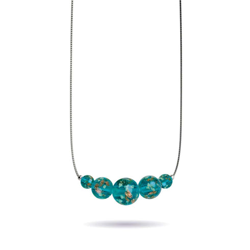 Teal | .925 Sterling Silver | Firefly Glass Infinity Clasp Necklace